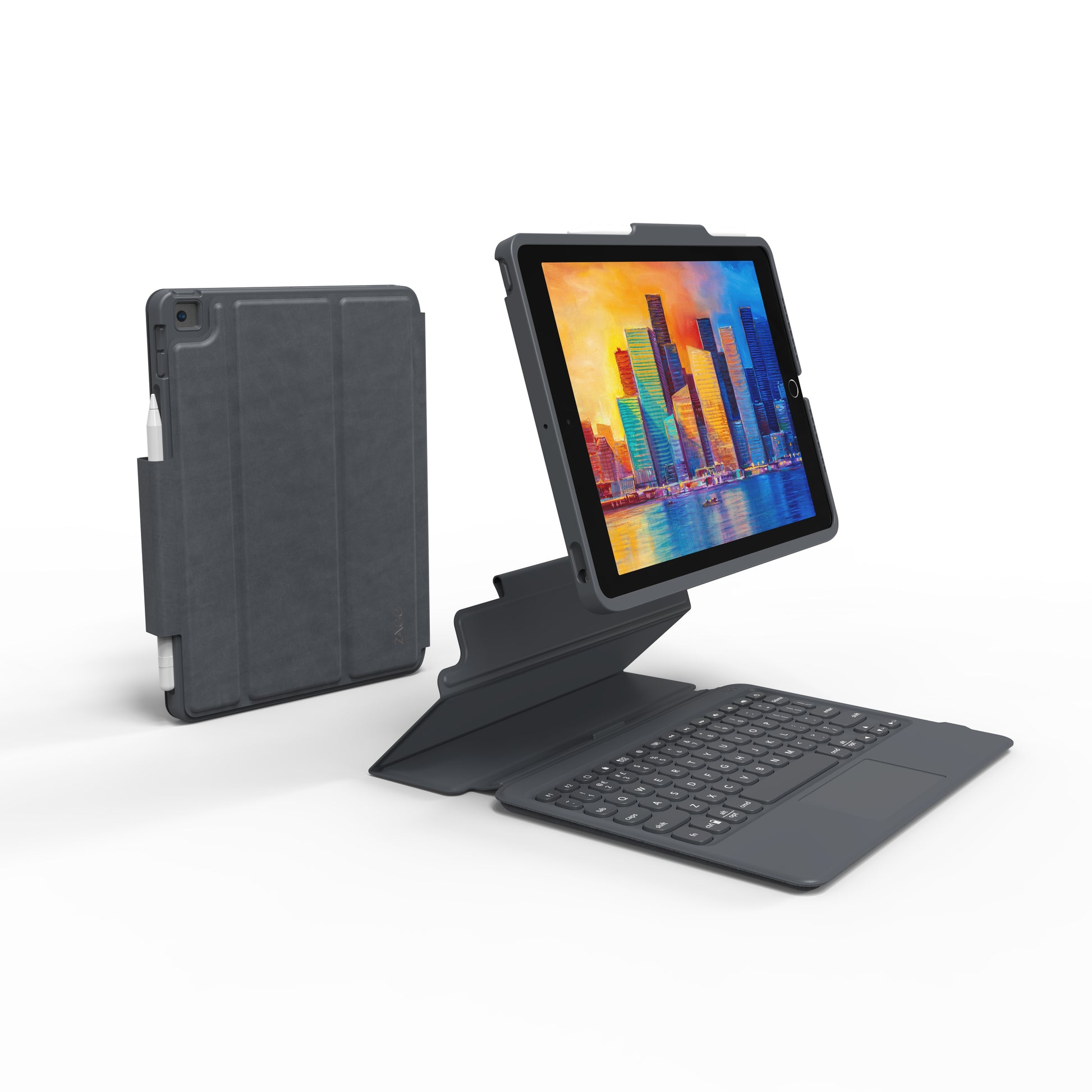 ZAGG KBD Pro Keys – Tastatur, CH-Layout (DE-CH), mit Touchpad, Schwarz/Grau – für Apple iPad 10,2"
