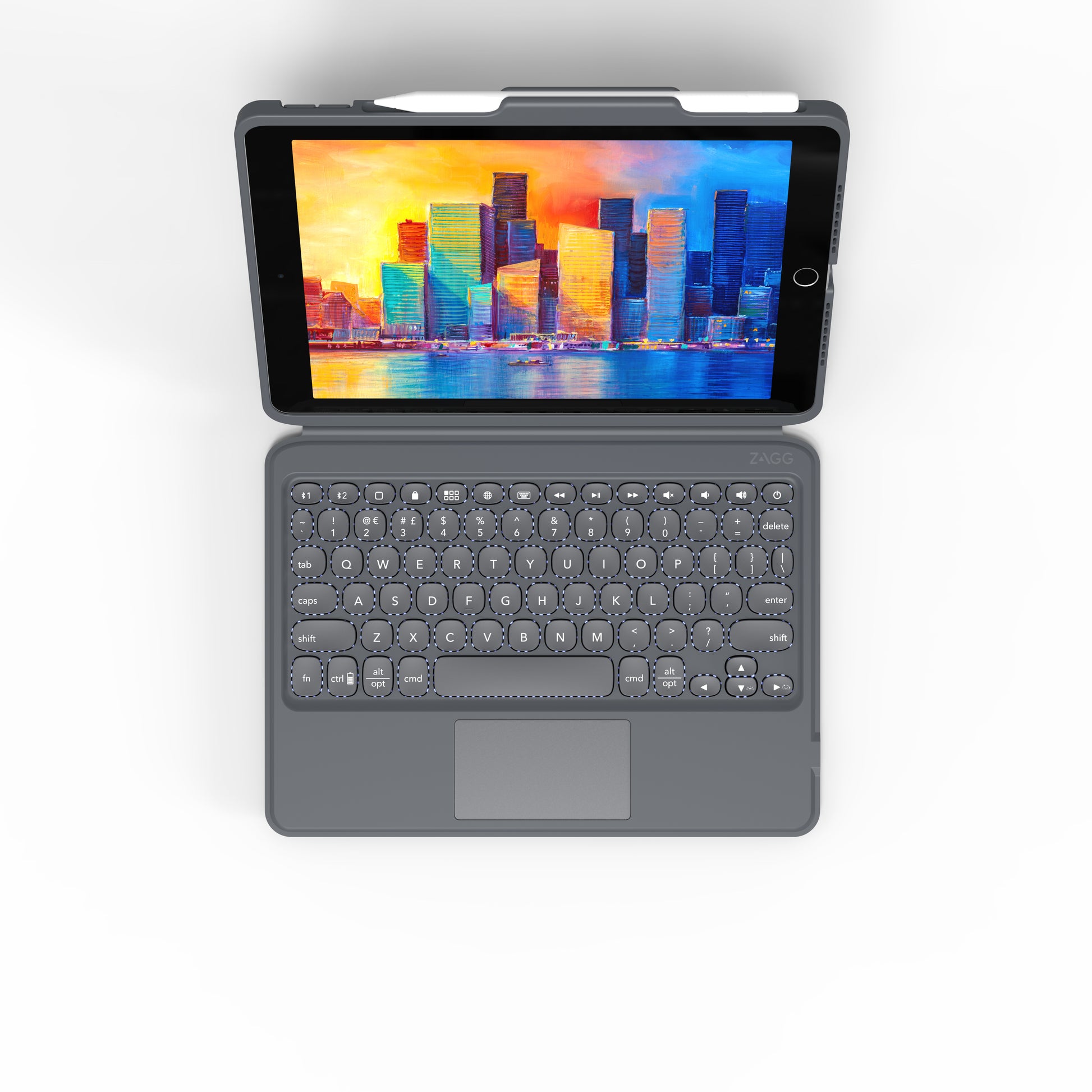 Zagg KBD Pro Keys – Tastatur mit Touchpad, Schwarz/Grau – für Apple iPad 10,2"