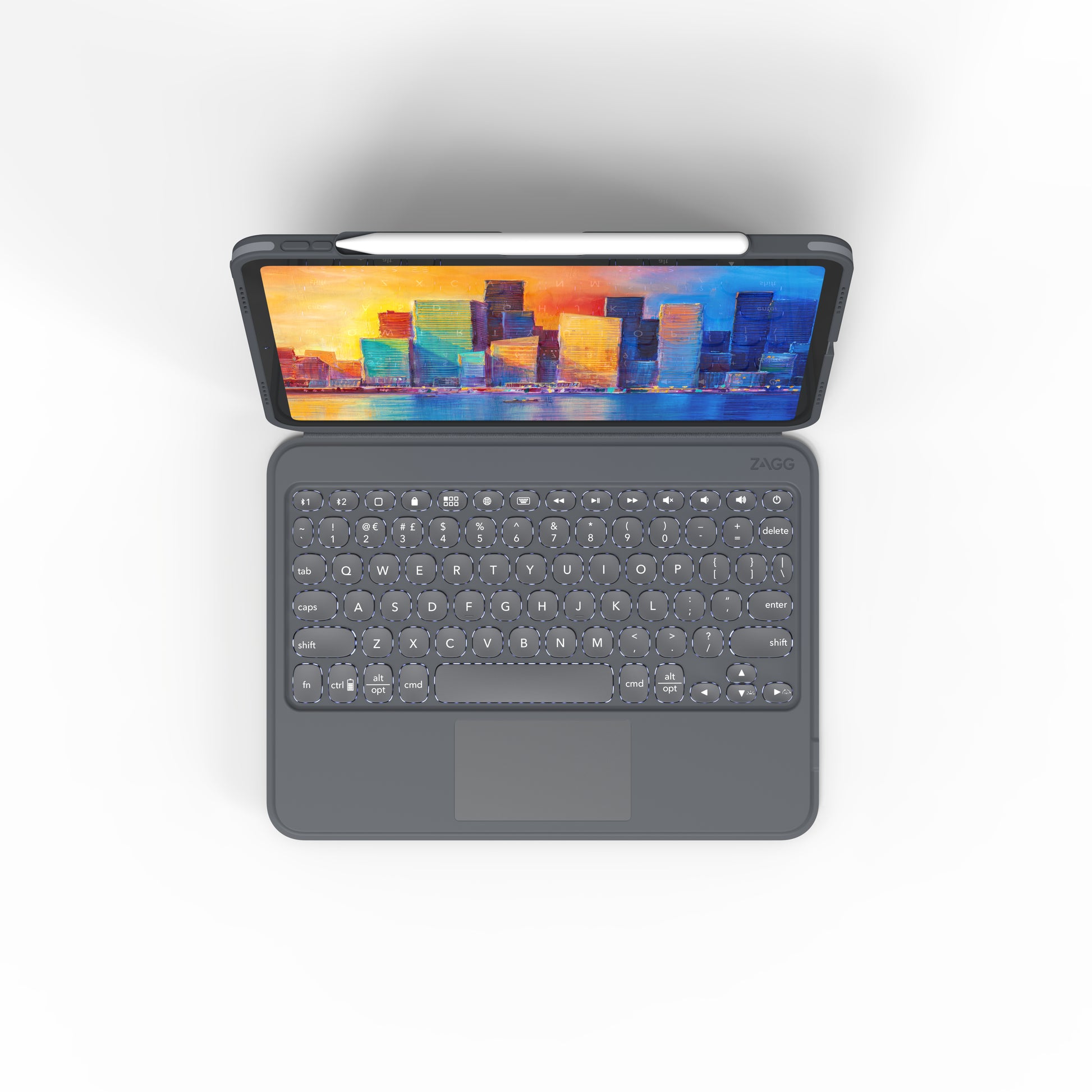 ZAGG KBD PRO KEYS – Tastatur, Arabisches Layout (AR), mit Touchpad, Schwarz/Grau – für Apple iPad 10,9"