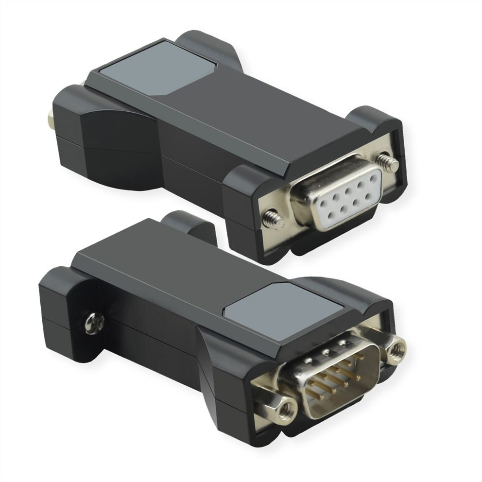 VALUE 12.99.1016 RS-232 Optokoppler DB9 Stecker zu DB9 Buchse – Goldkontakte, ABS-Gehäuse, Schwarz