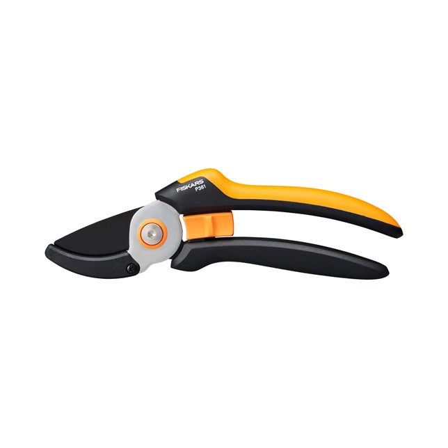 Fiskars Solid L P361 – Amboss-Gartenschere 20 mm, Kunststoffgriff, Sicherheitssperre, Schwarz/Orange