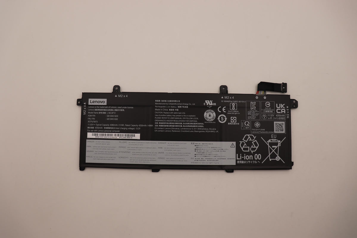 Lenovo Notebook-Akku – für Lenovo ThinkPad – 50 Wh, 15,36 V (3 Zellen) – Schwarz