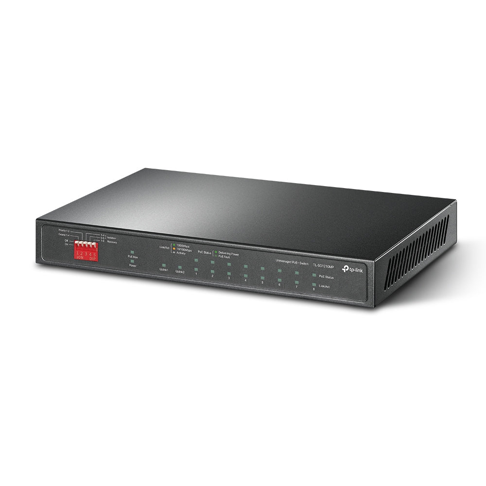 TP-Link TL-SG1210MP – Unmanaged Switch – 9× 1G, 1× Combo-SFP, PoE+, PoE-Budget 123 W, Desktop