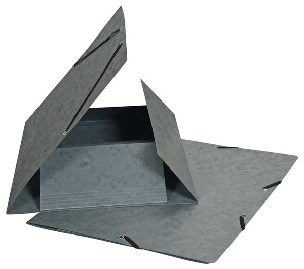 Biella Gummibandmappe A4 – 3 Klappen, Karton, Grau, bis 200 Blatt