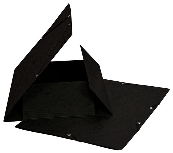 Biella Gummibandmappe A4 – 3 Klappen, Karton, Schwarz, bis 200 Blatt