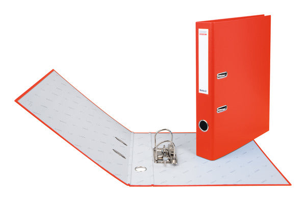Biella Ordner – A4 hoch – 2-Ring Hebelmechanik, Rücken 40 mm – rot, mit Niederhalter, mit Griffloch, FSC