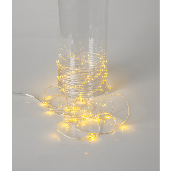 Star Trading Lichterkette – 96 LEDs – Warmweiss – IP44 – Batteriebetrieb – Timer 6/18 h – Transparent, PVC