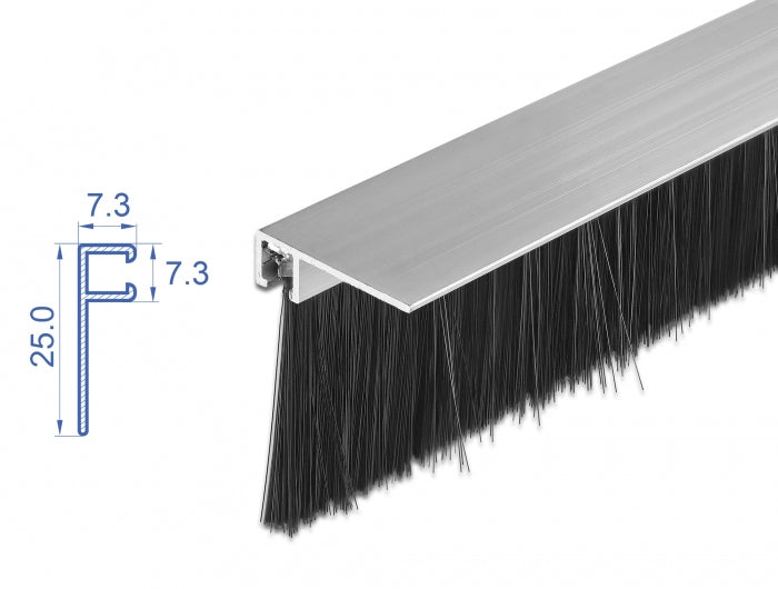 DeLOCK Bürstenstreifen Alu-Profil (gewinkelt) – Silber, 40 mm × 1 m