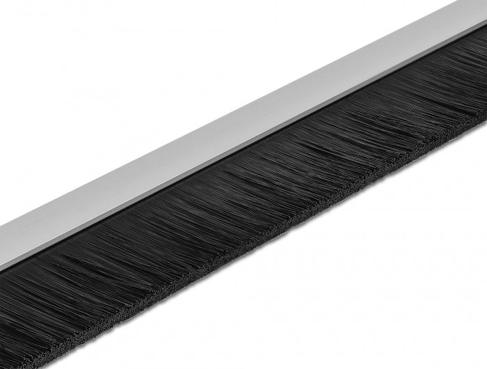 DeLOCK Bürstenstreifen Alu-Profil – 40 mm × 1 m, Aluminium, Kunststoff, Silber/Schwarz