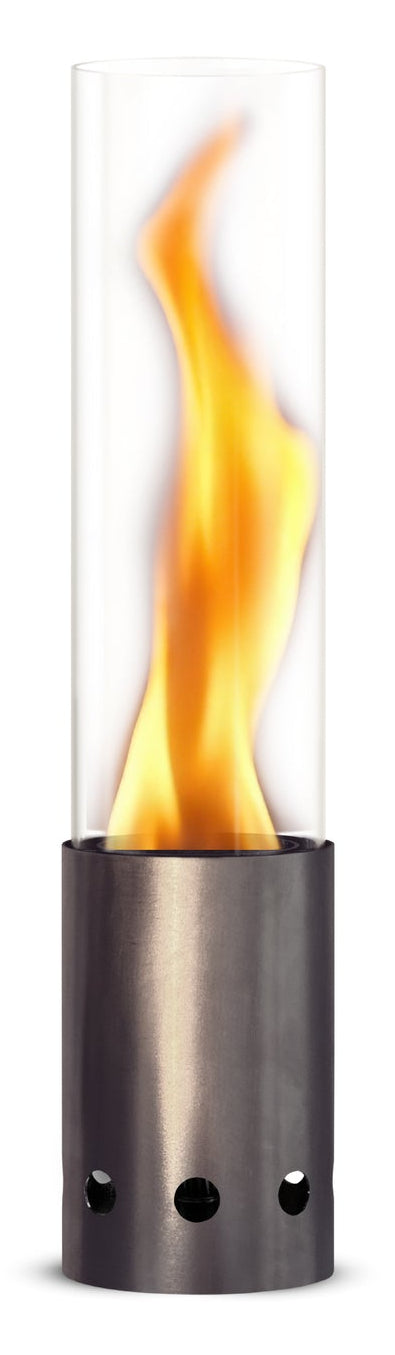 Gardenflare Tischfeuer – Ø 20 × 50,1 cm – Borosilikatglas & Edelstahl, Silber