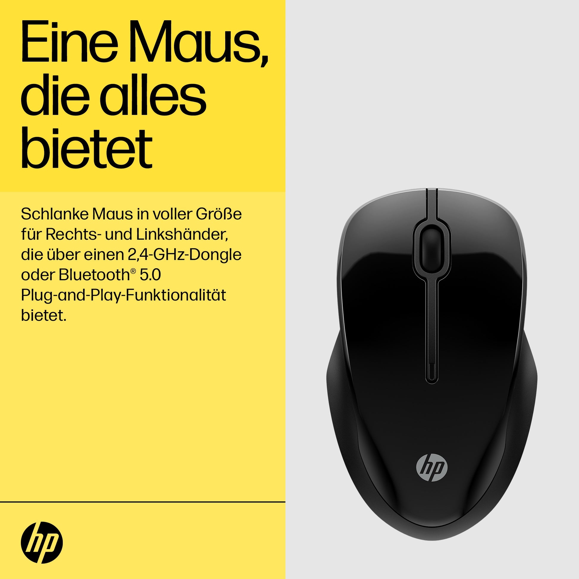 HP 250 Maus – kabellos, Bluetooth + 2,4 GHz