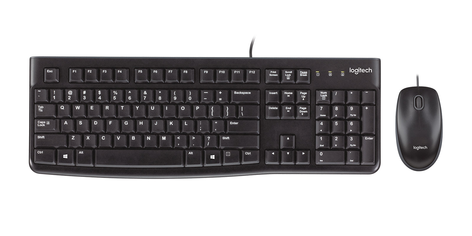 Logitech MK120 – Tastatur-Maus-Set – kabelgebunden – QWERTY (US-INT) – spritzwassergeschützt – Schwarz