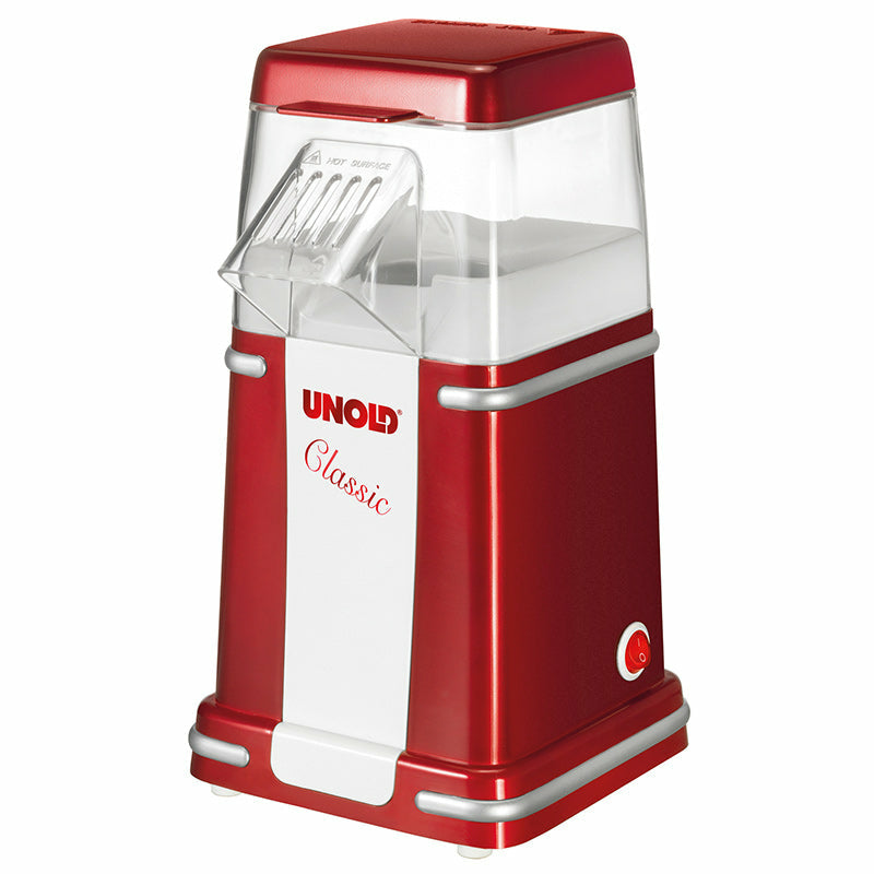 Unold Popcornmaker Classic 48525 – 100 g, 900 W – rot/silber/weiss