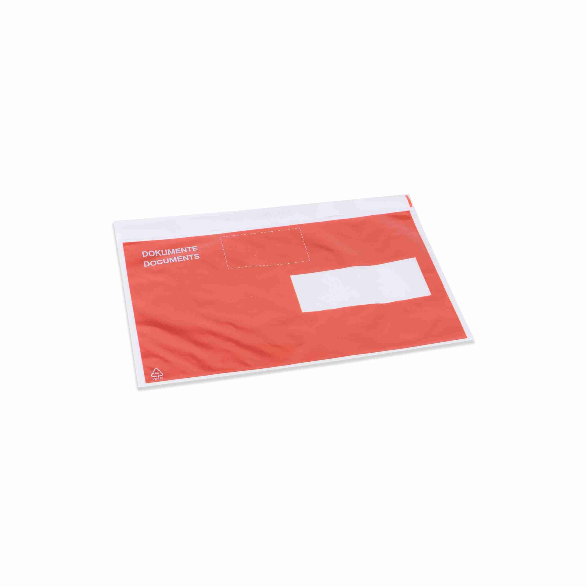 Model Dokumententasche C5, mit Fenster rechts, Folie, rot – 1 Pack (250 Stk.)