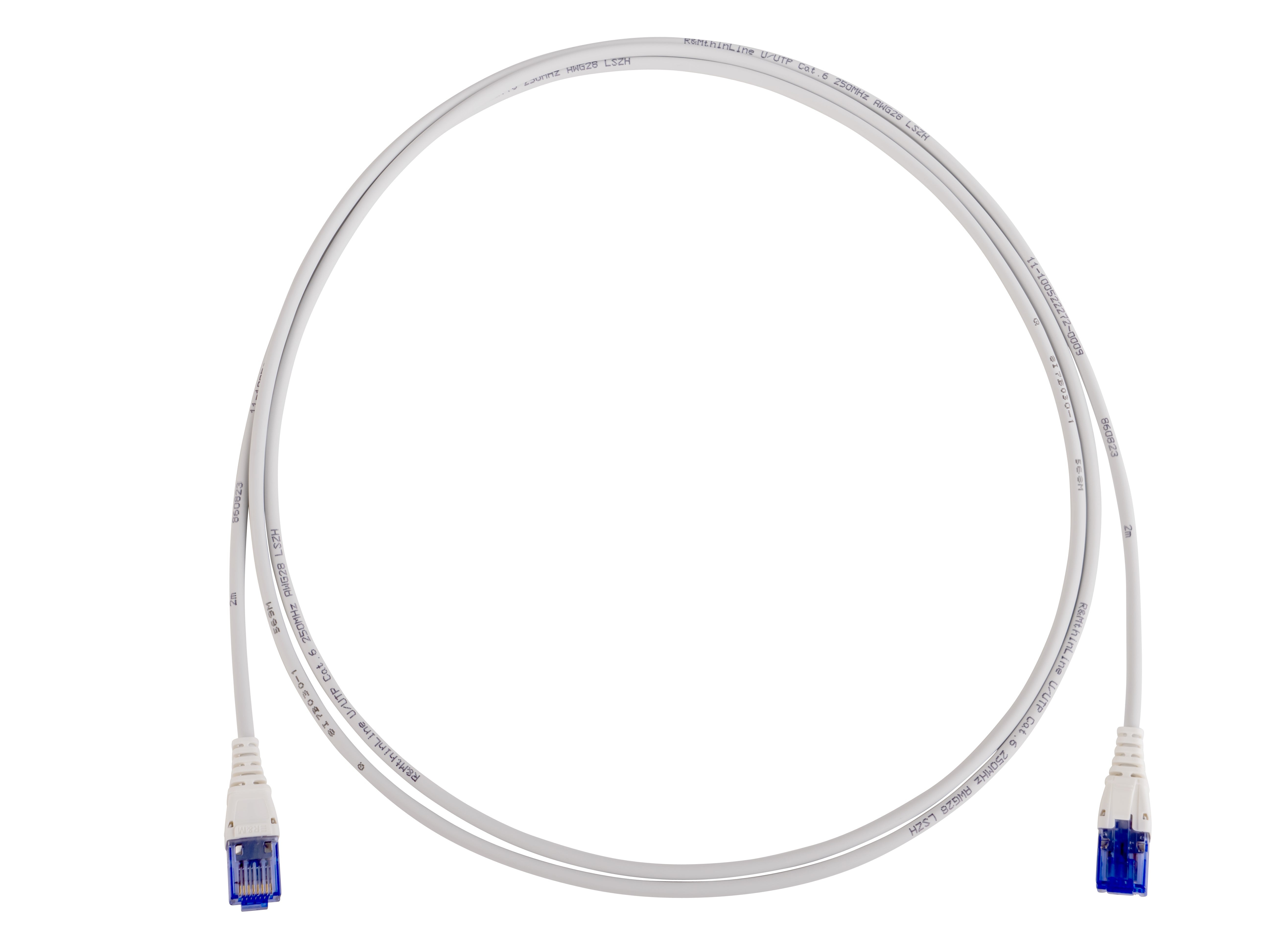 R&M Thin-Line Patchkabel – Cat 6 U/UTP, 3 m, Grau, LSZH, RJ-45