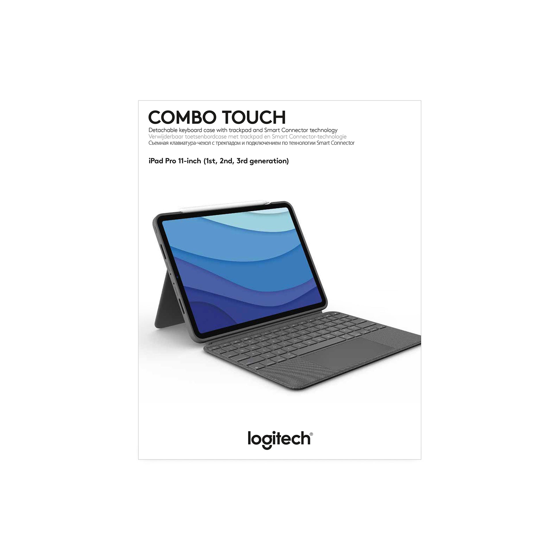 Logitech Combo Touch – Tastatur, CH-Layout (DE-CH), mit Touchpad, Grau – für iPad Pro 11"
