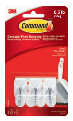 Command Haken – Metall/Kunststoff – silber/weiss – 0,225 kg – 3 Stück