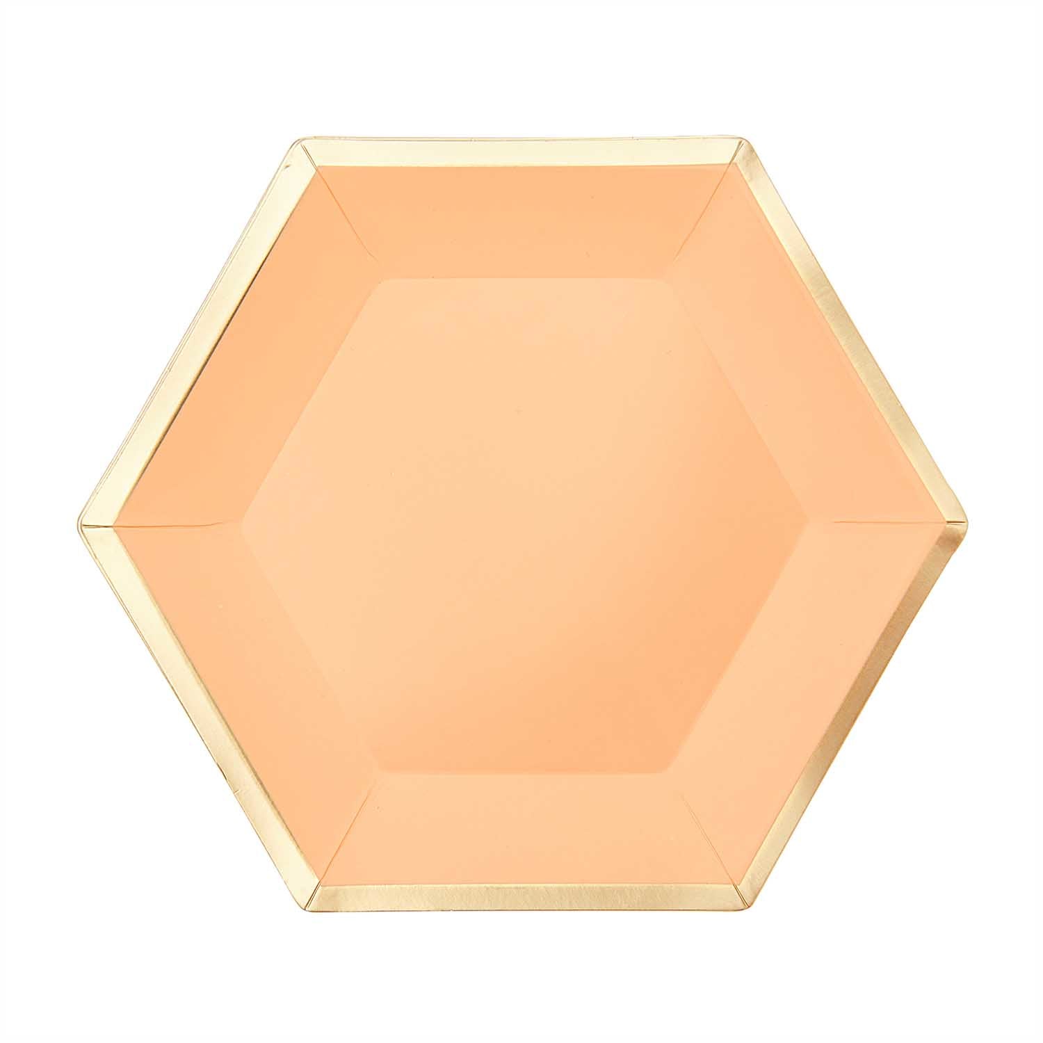 Rico Design Teller Sechseck, Papier/Karton – 16 × 13,5 cm, gold/orange – 10 Stk.