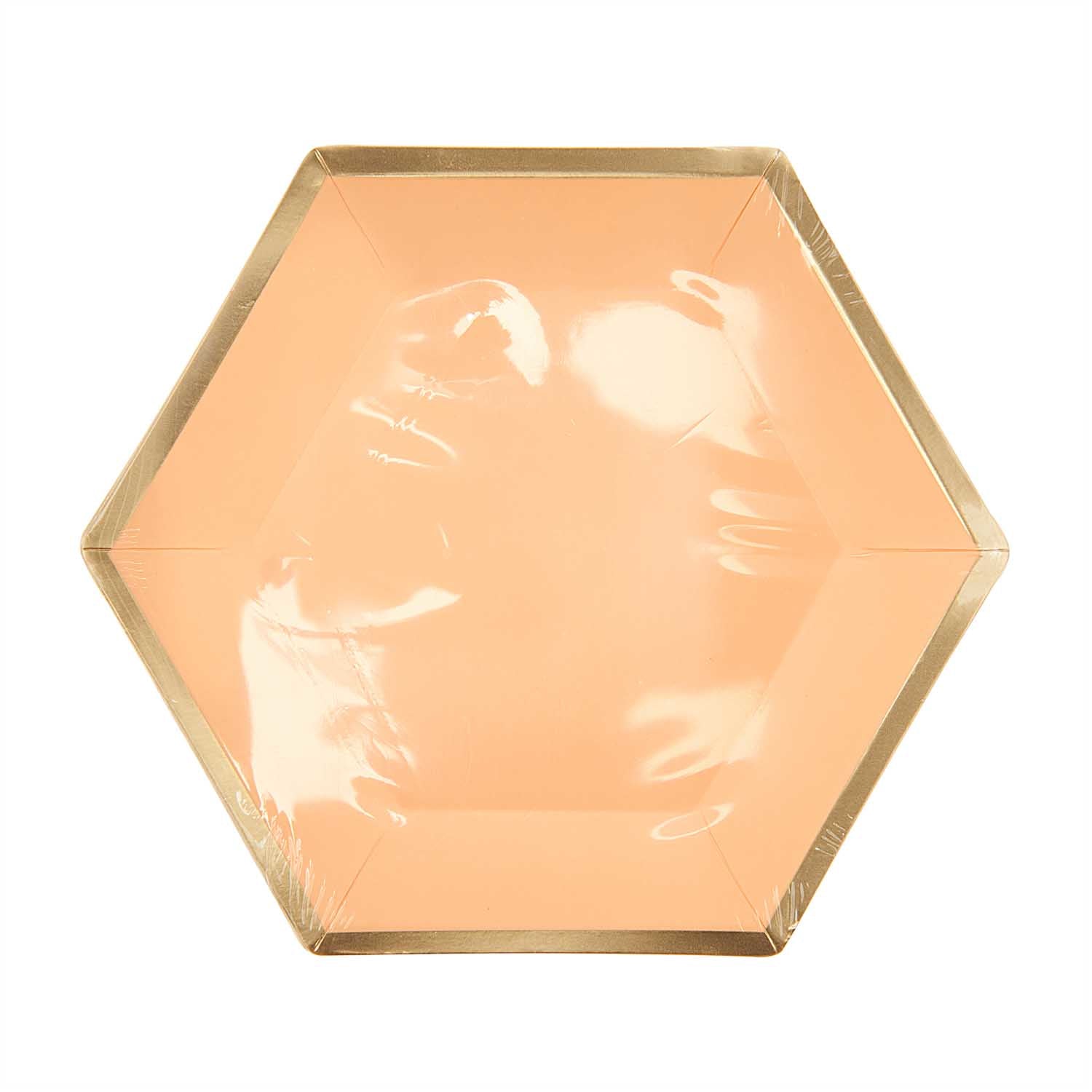 Rico Design Teller Sechseck, Papier/Karton – 16 × 13,5 cm, gold/orange – 10 Stk.