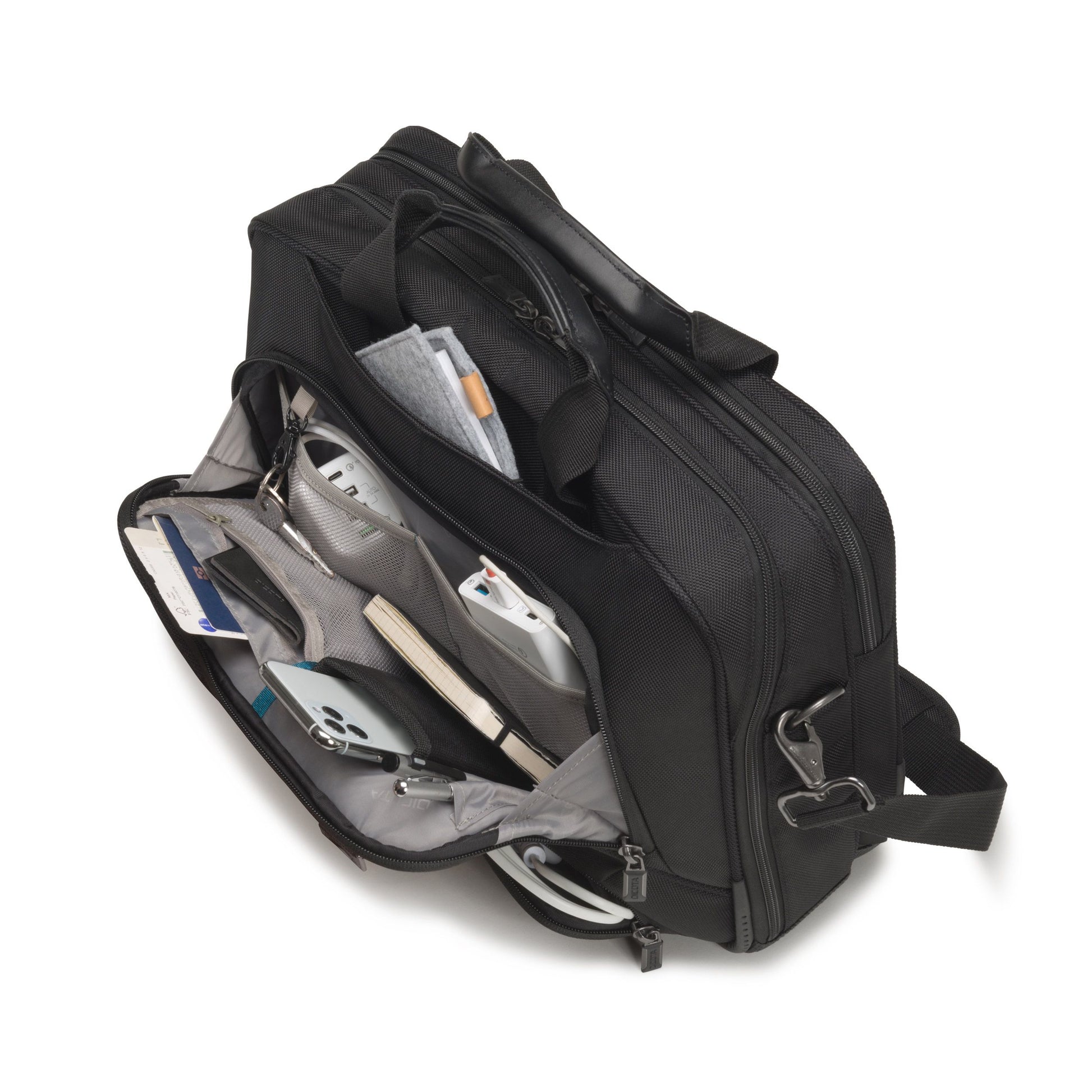 DICOTA Notebook-Tasche bis 17,3" – aus recycelten Materialien, mit Schultergurt – Schwarz