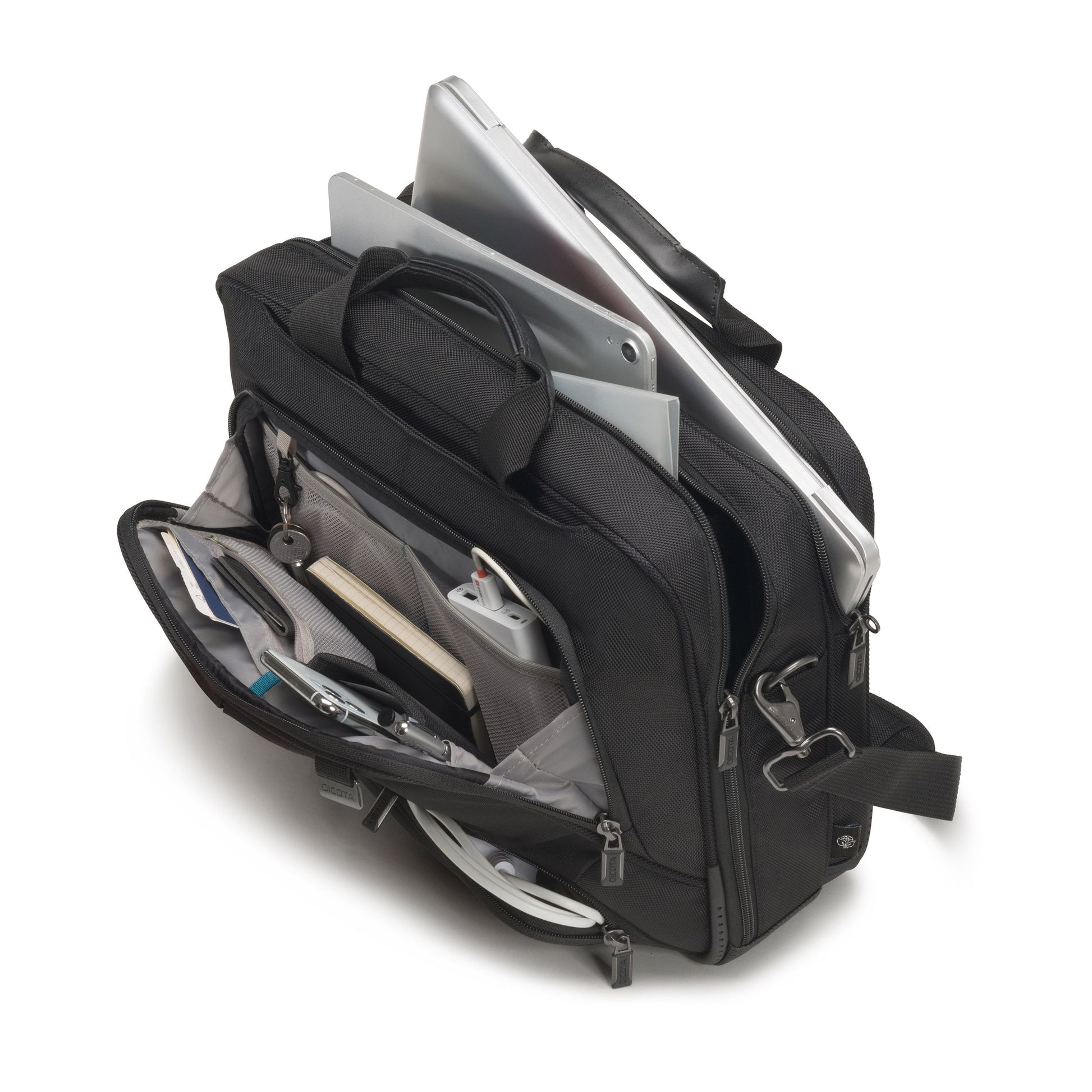 DICOTA Notebook-Tasche bis 17,3" – aus recycelten Materialien, mit Schultergurt – Schwarz