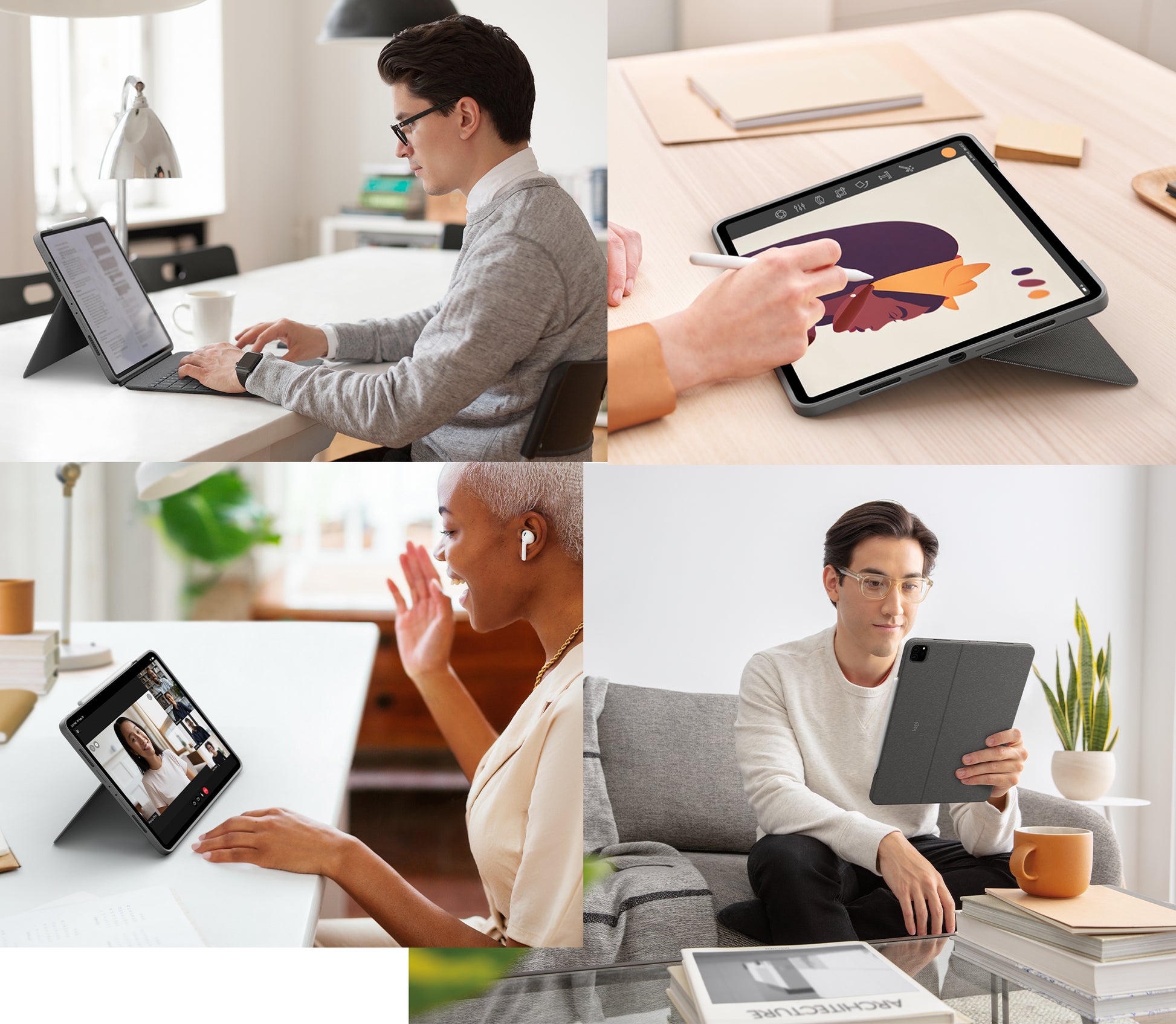 Logitech Tastatur, US-Layout (EN), mit Touchpad, Grau – für iPad Pro 12,9" (5. Generation)