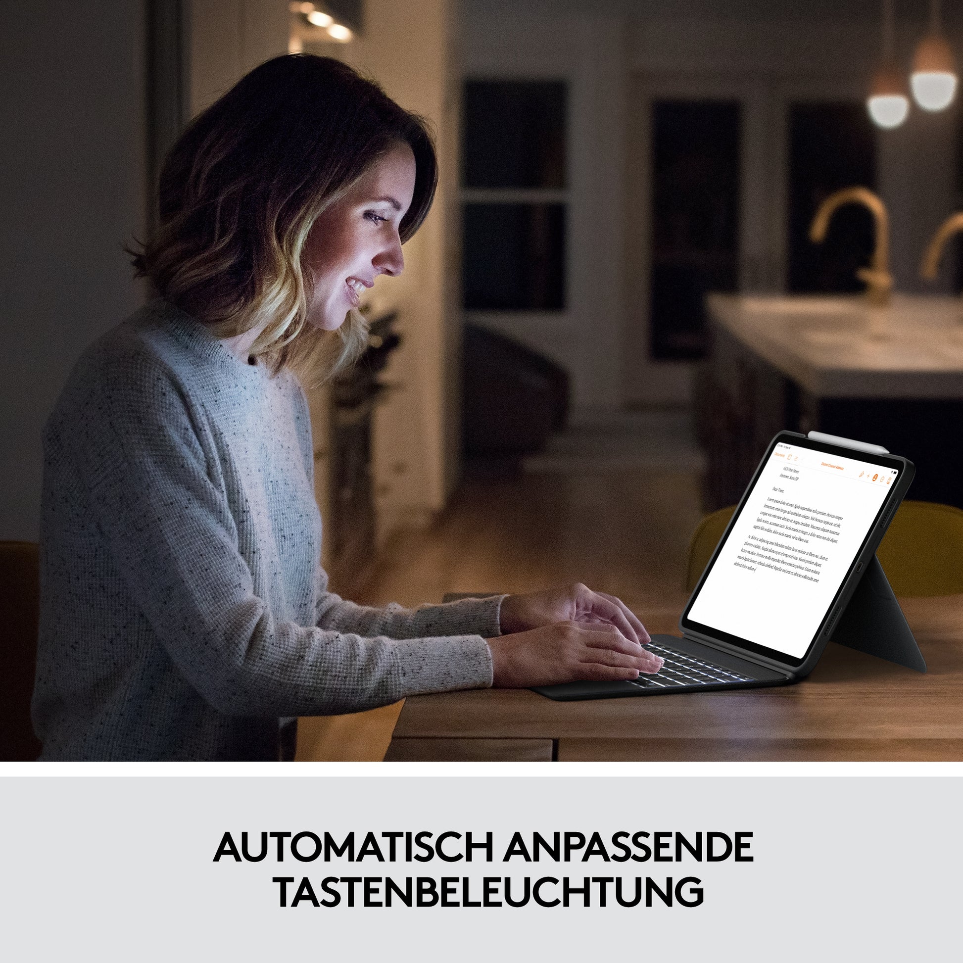 Logitech Combo Touch – Tastatur, UK-Layout (EN), mit Touchpad, Grau – für iPad Pro 11"