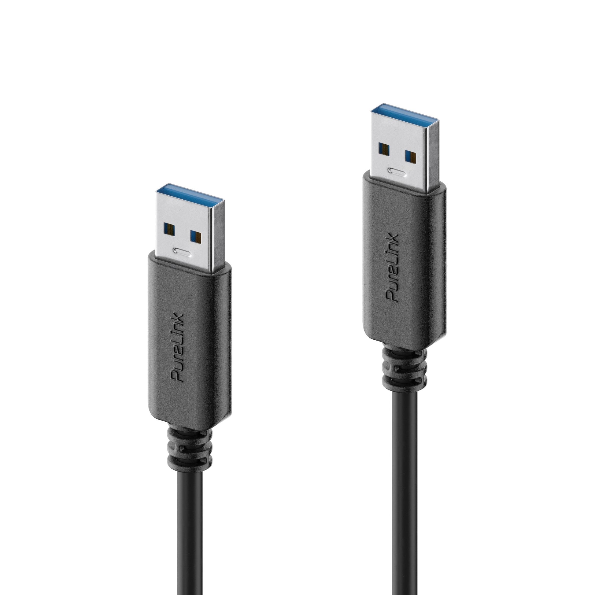 PureLink USB-Kabel – USB-A auf USB-A – USB 3.2 Gen 2 (10 Gbit/s) – 0,5 m – PD 15 W – Goldstecker – Schwarz