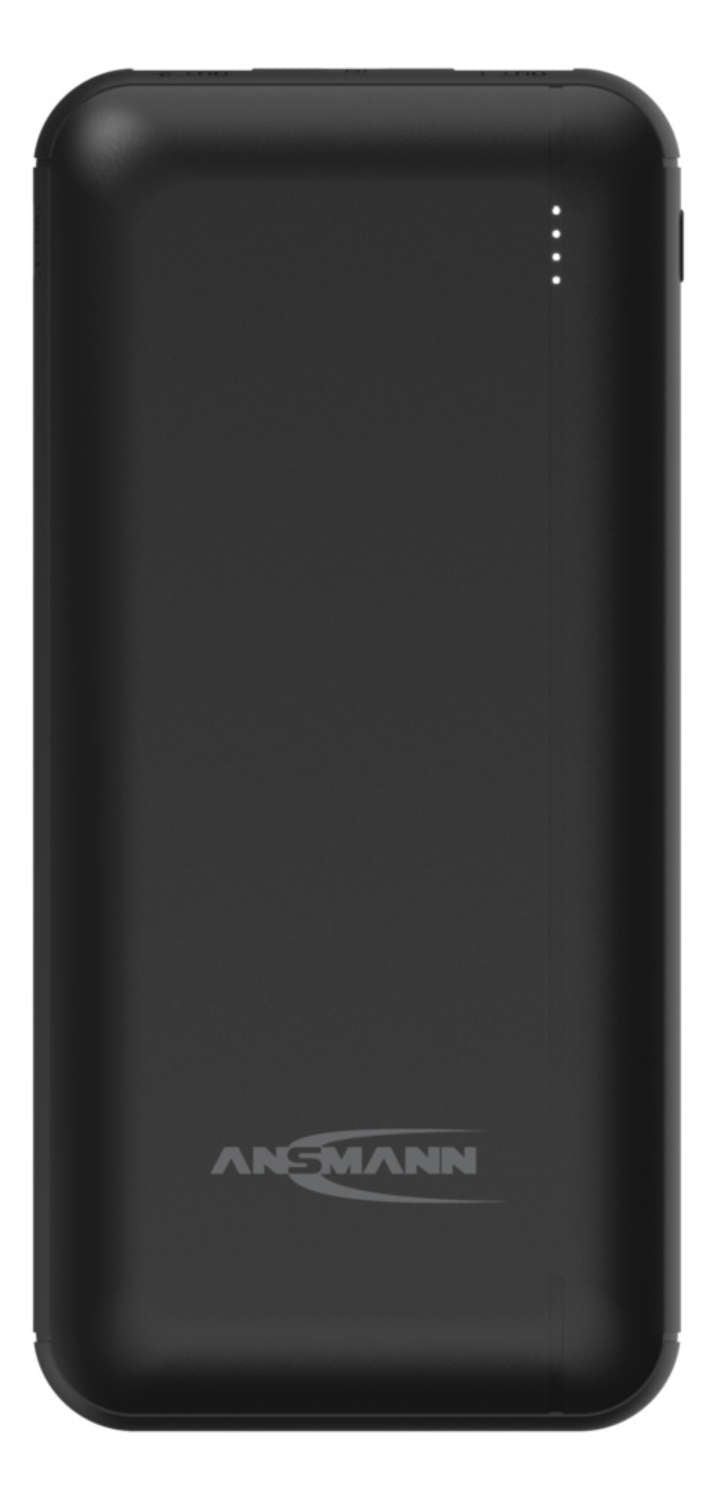 Ansmann Powerbank 20000 mAh, PD 20 W, 2× USB-A, für Smartphones, Tablets, Schwarz
