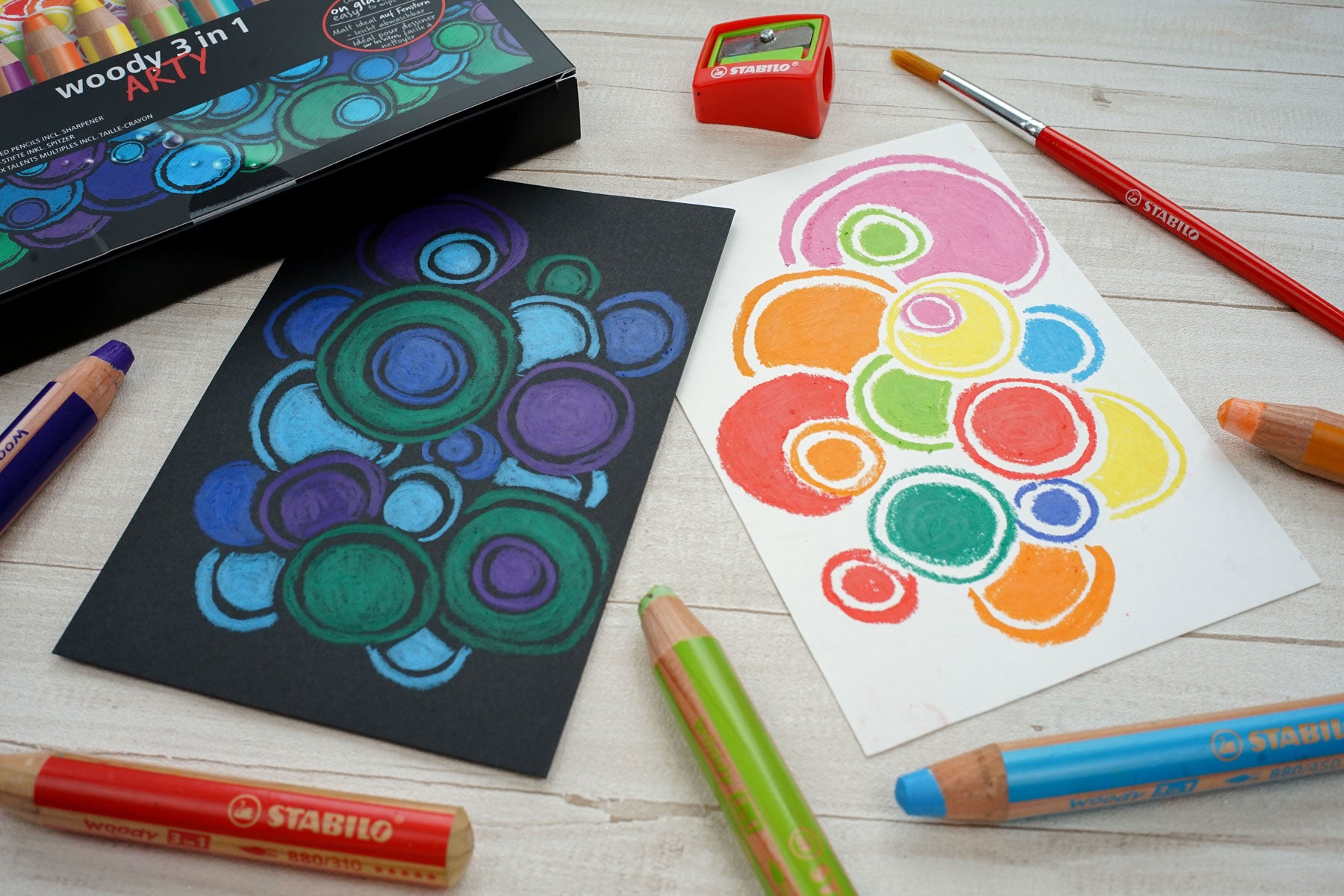 STABILO 3-in-1 Farbstifte Arty – 18 Farben, mit Spitzer und Pinsel, Ø 4,2 mm, PEFC