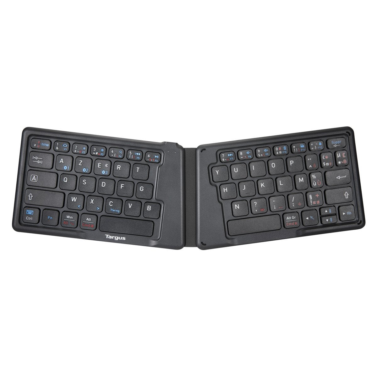 Targus Tastatur, FR-Layout (FR), ergonomisch, faltbar, antimikrobiell – für Tablets