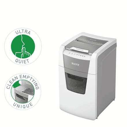 Leitz IQ AutoFeed 150 – Aktenvernichter mit Autofeed 150 Blatt, DIN P-4, Partikelschnitt 4 × 30 mm, 44 l