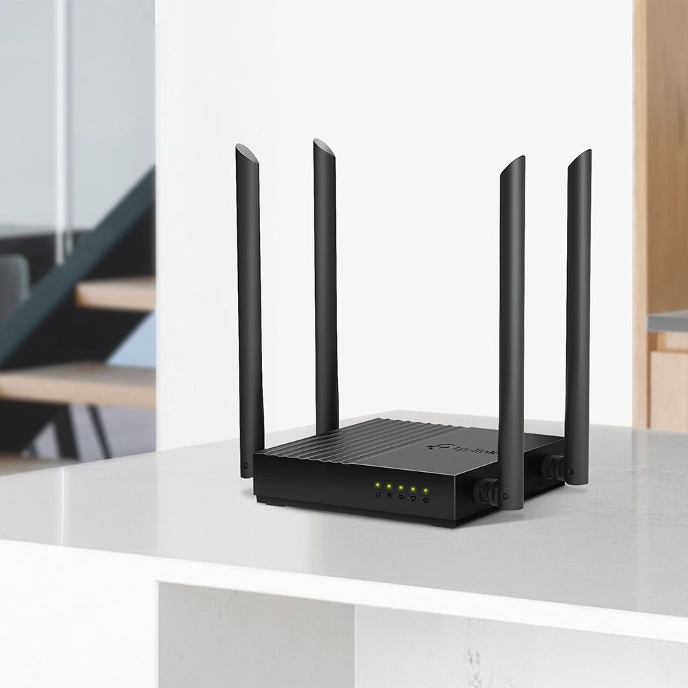 TP-Link Archer C64 – WLAN-Router, Wi-Fi 5, Dual-Band, bis 1200 Mbit/s, 4x LAN (GbE), Schwarz