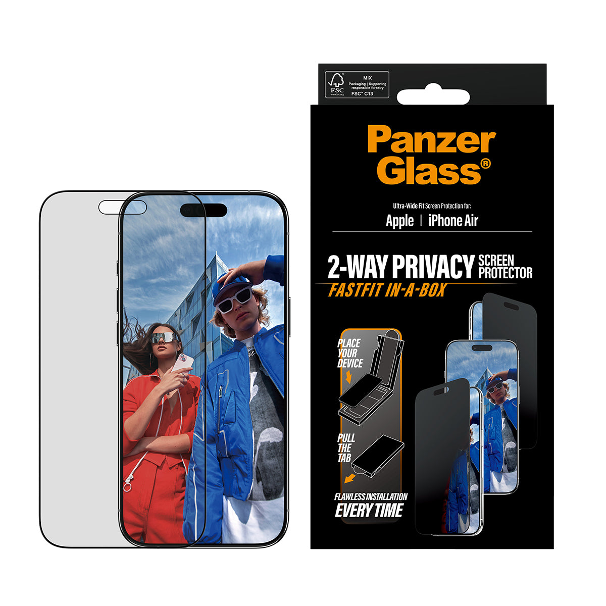 PanzerGlass Displayschutzfolie Privacy – für Apple iPhone Air – kratzfest
