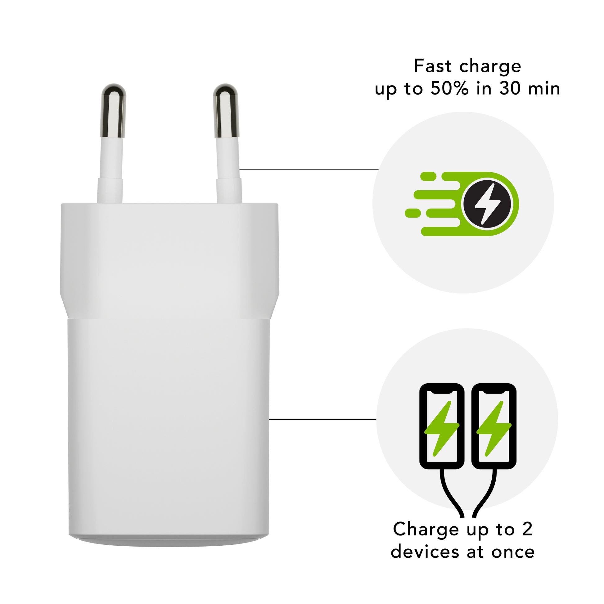 dbramante1928 Wandladegerät USB Wandladegerät 30 W – USB-C×1, USB-A×1 – PD – EU-Stecker (Typ C) – Weiss