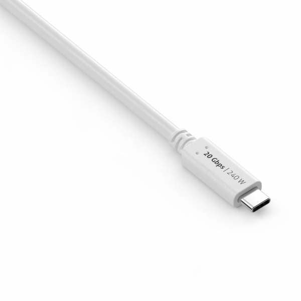 PureLink USB-C auf USB-C Kabel – USB4 20 Gbit/s – 1 m – PD 240 W – Goldstecker, PVC-Mantel – Weiss