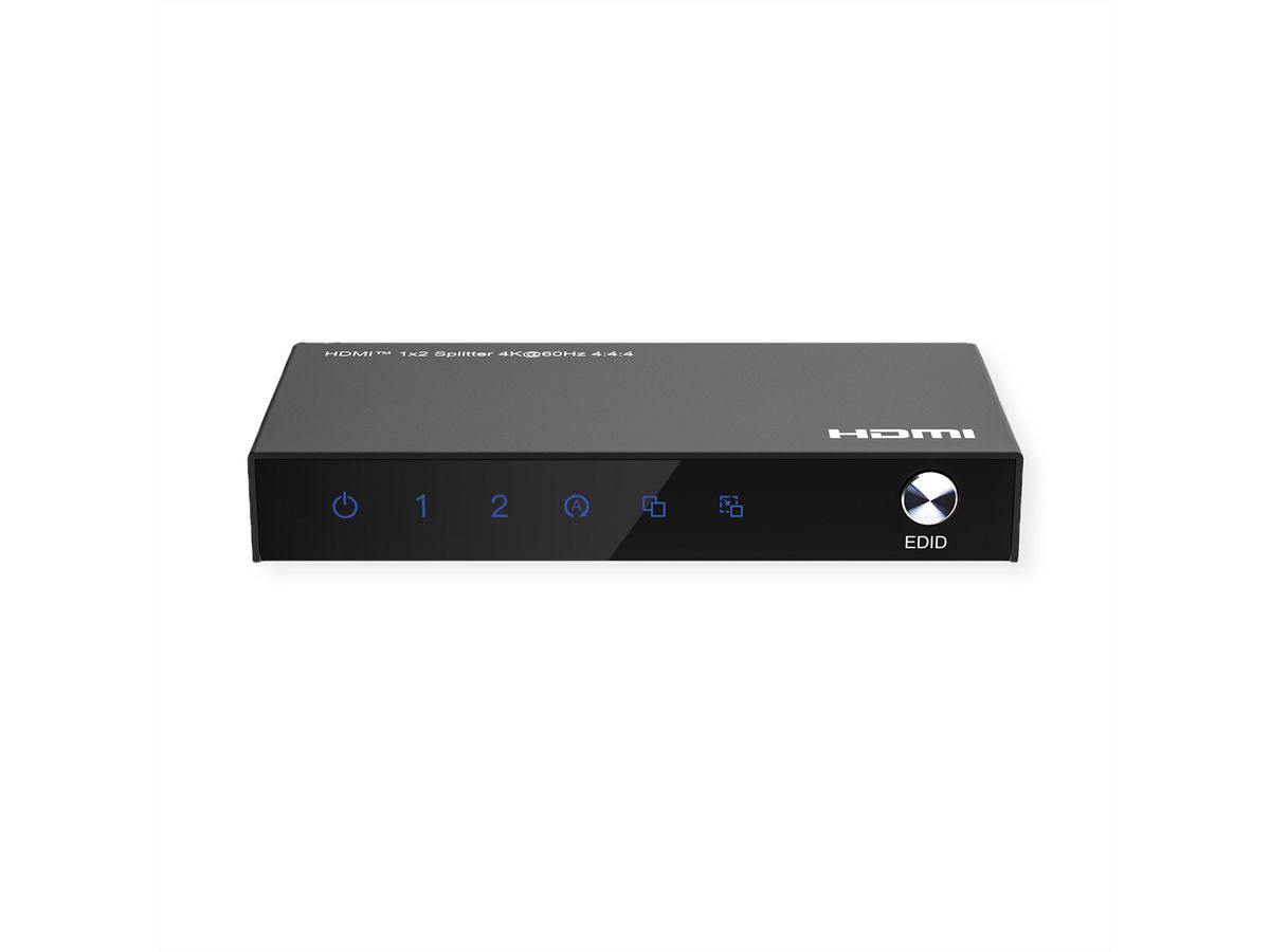 VALUE HDMI Splitter, 1× HDMI In / 2× HDMI Out, 4K@60 Hz, HDR, HDCP 2.2, YUV 4:4:4, EDID, Schwarz