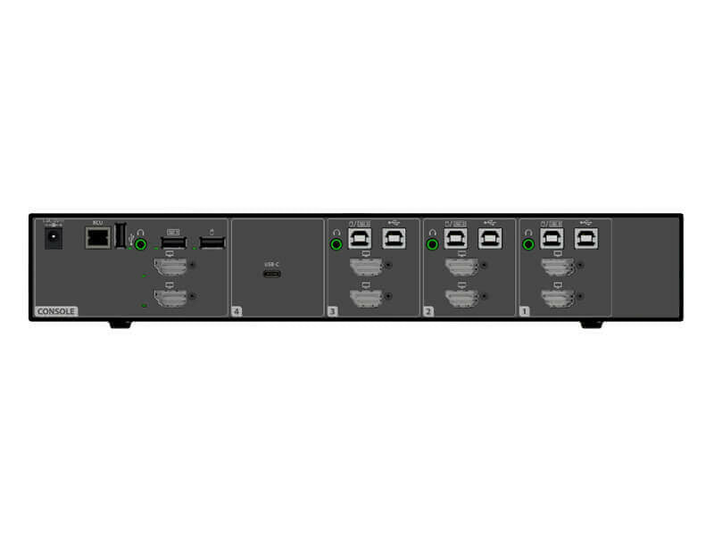 Vertiv SC845DPH-400 – 4-Port DP/HDMI Sicherer KVM-Switch – 4K/60 Hz, USB 2.0 Hub, Audio