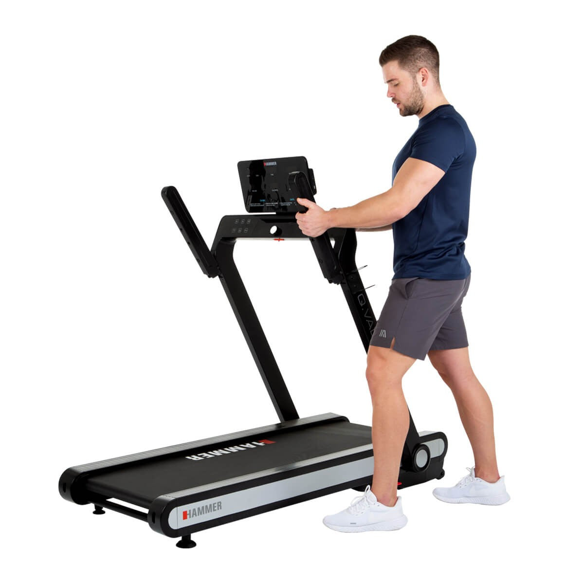 HAMMER Laufband, zusammenklappbar, Q.Vadis T3.0, 160 cm × 77 cm × 140 cm, Schwarz, 18 km/h, 130 kg