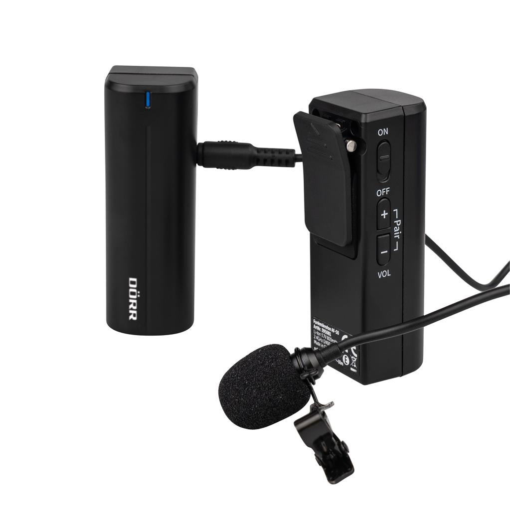 Dörr Clip-on Wireless AF-50 – Mikrofon-Set, Funk & USB-C, Kugel, Video, Schwarz