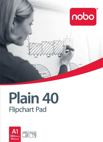 Nobo Flipchartblock blanko – 58 × 81 cm, 40 Blatt, 60 g/m²