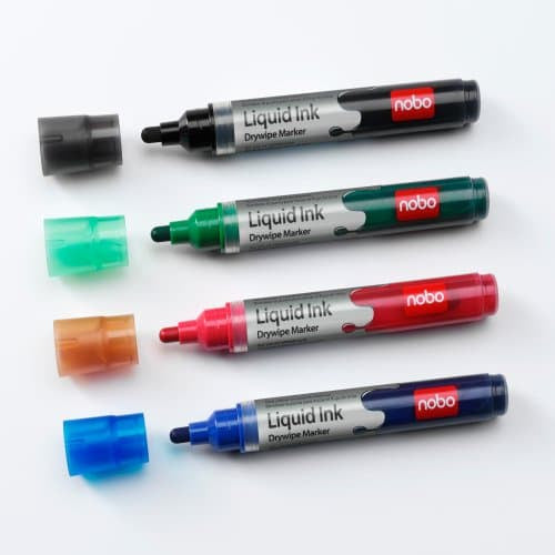 Nobo Whiteboard-Marker – 4 Farben, 4 Stück, trocken abwischbar – für Whiteboards/Flipcharts