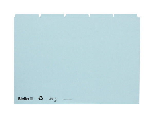 Biella Karteikarte A5 quer, blanko, blau, 450 g/m², Karteikarton – 25 Stück