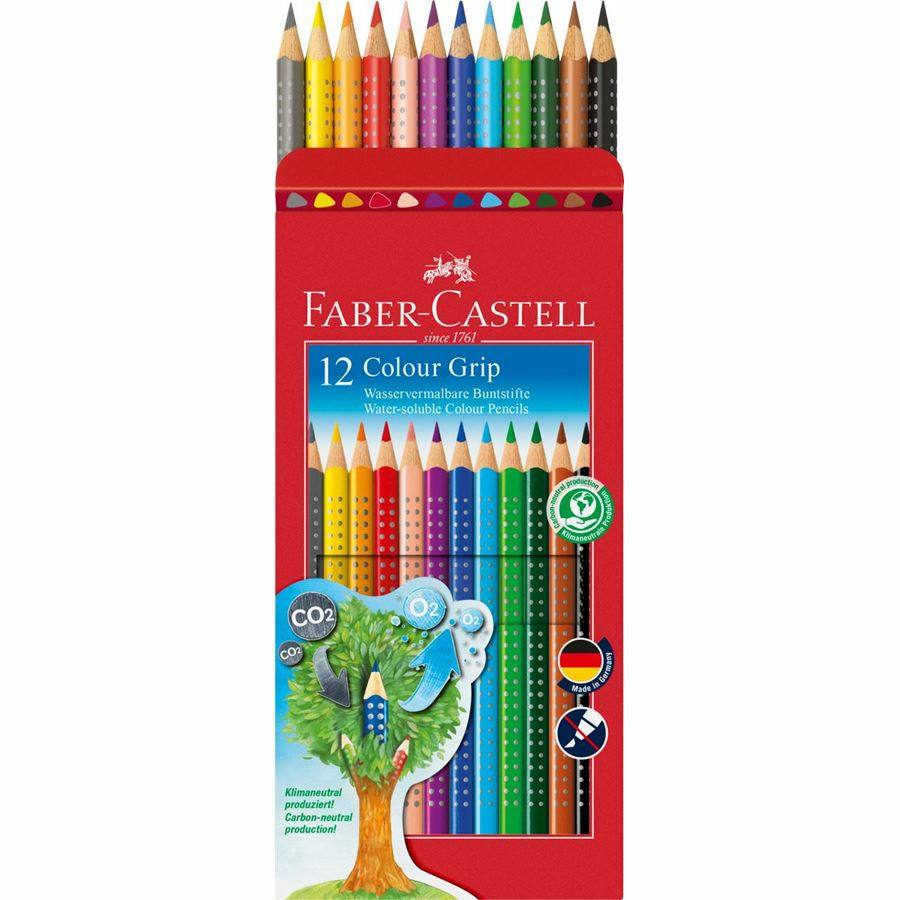 Faber-Castell Aquarellfarbstifte – 12 Farben, im Kartonetui, Ø 3 mm, dreikantig, FSC