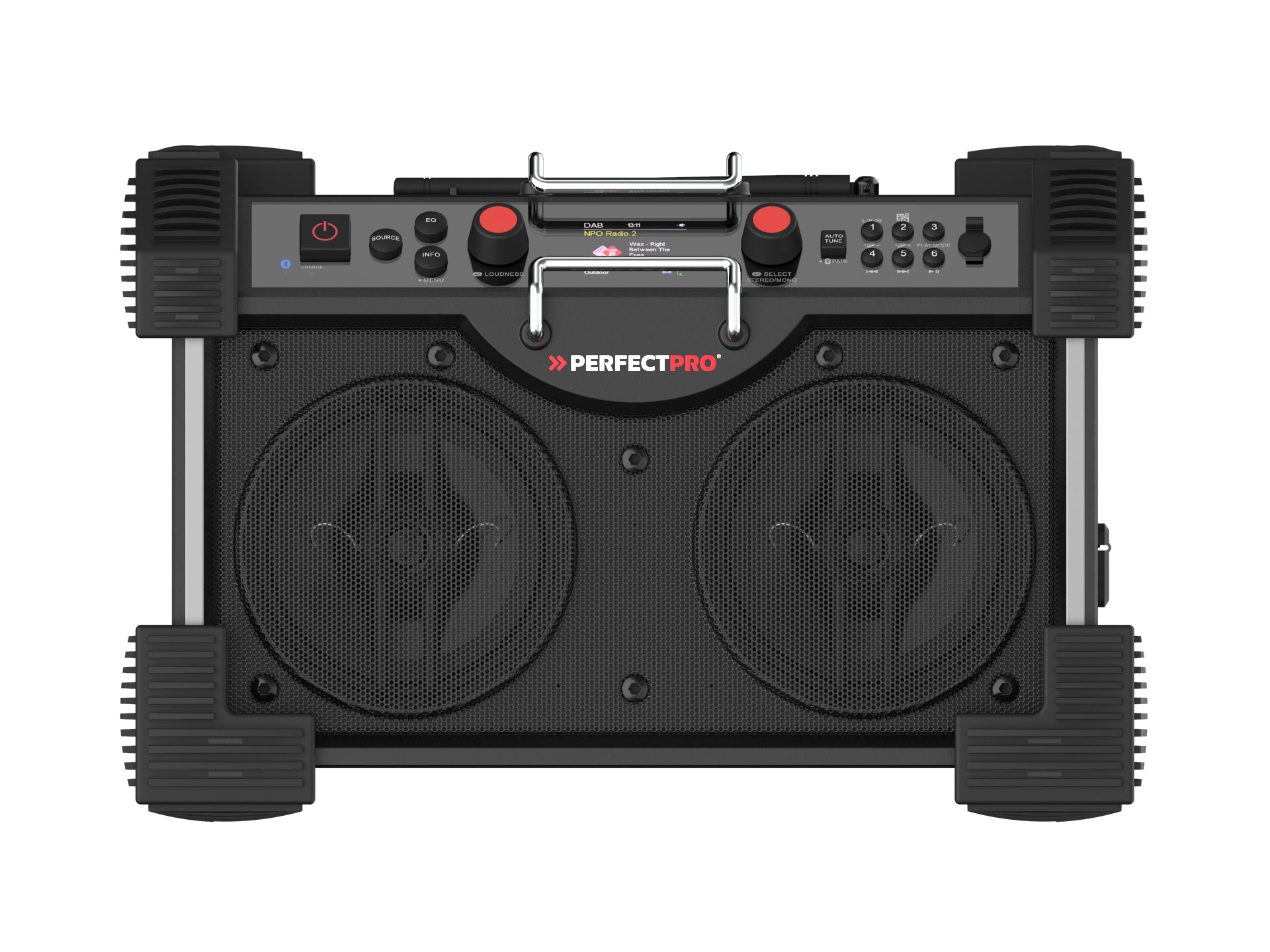Perfectpro Rockhart RH4 – Baustellenradio – DAB+, UKW, Internetradio, Bluetooth, IP44, Akkubetrieb – Schwarz