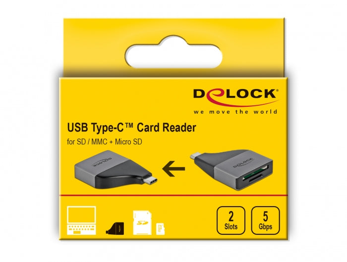 DeLOCK 64117 – USB 3.2 Gen 1 Type-C, 5 Gbit/s – für SD/SDHC/SDXC, microSD, MMC
