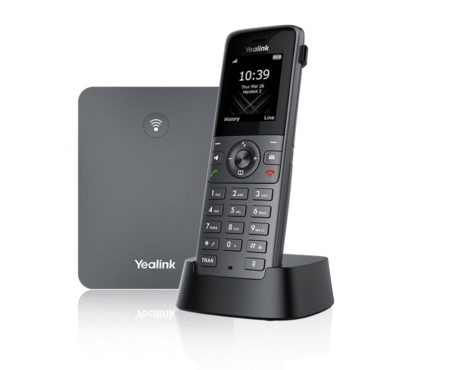 Yealink W73P – WLAN-Telefon (Handgerät), inkl. Basisstation, Ladegerät und Headset, TFT-Display 1,8", Grau