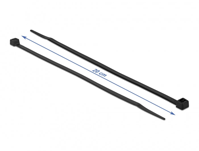 DeLOCK Kabelbinder 200×4,8 mm, 100er-Pack, kälteresistent – schwarz