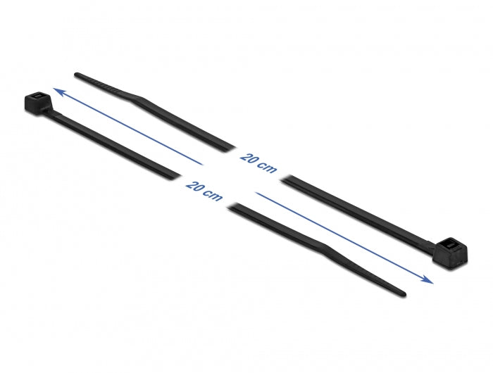 DeLOCK Kabelbinder 200 × 3,6 mm, Polyamid, Schwarz, Kälteresistent, 100 Stk.