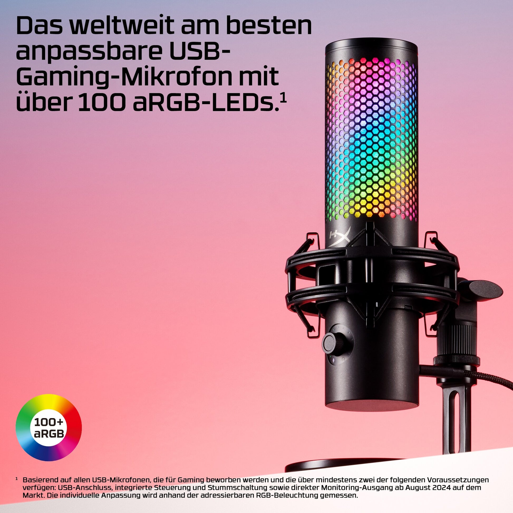 HyperX Quadcast 2 S Tischmikrofon – USB, Kabelgebunden, 20–20'000 Hz, 90 dB, Schwarz